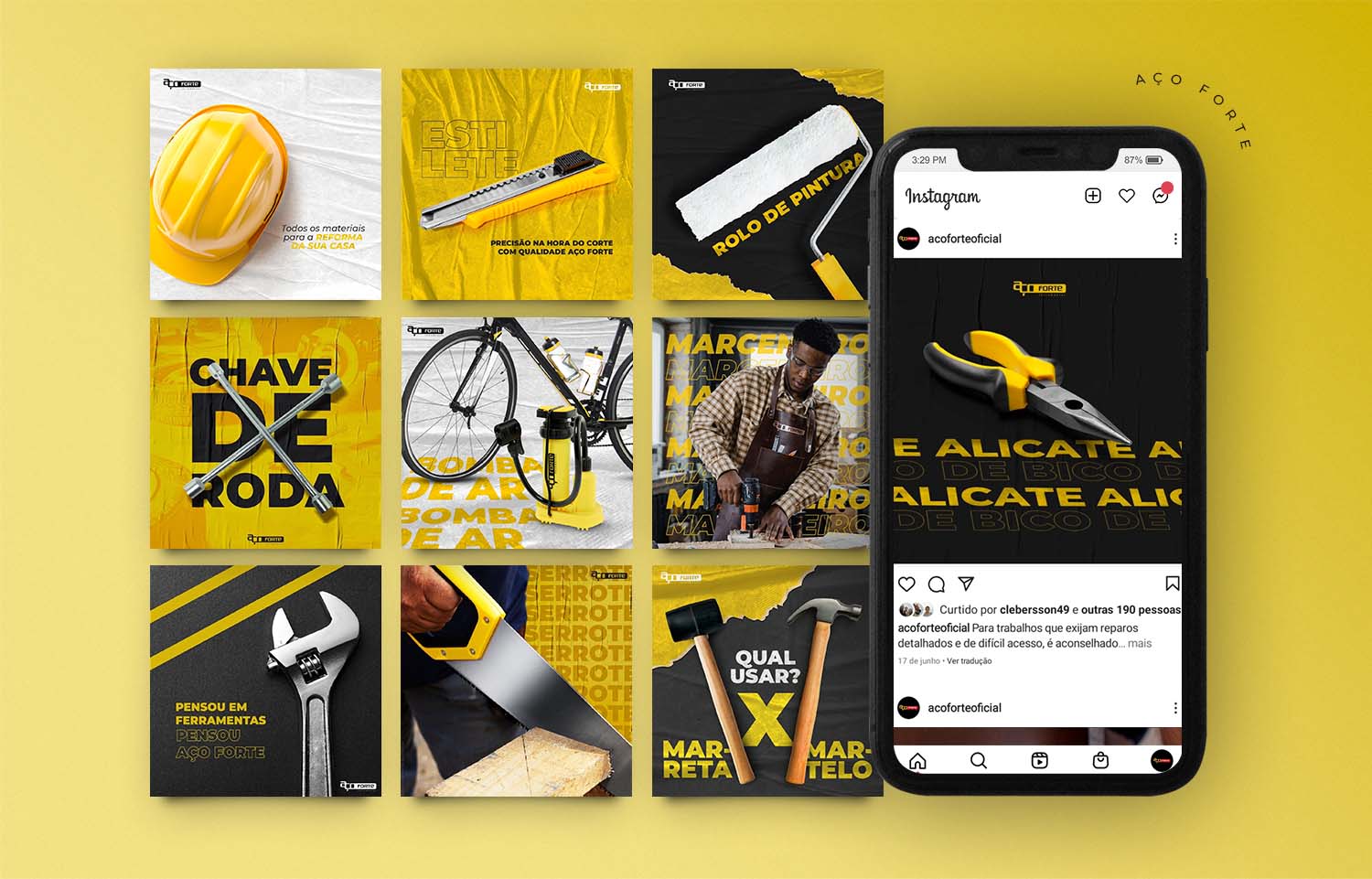 Social Mídia Aço Forte Ferramentas