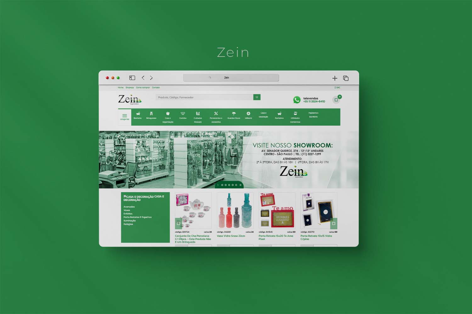 Site Institucional Zein Importadora